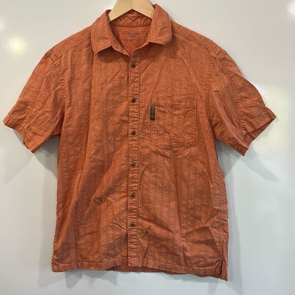 Columbia men medium orange short sleeve button up - Picture 1 of 8